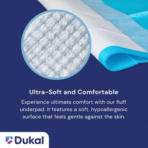 Vista 5 de Dukal Almohadillas de pelusa – Alta absorción, ultra suaves Tamaño de 23 x 24 pulgadas (paquete de 200) Ideal para incontinencia, mascotas
