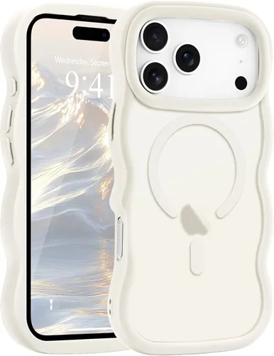 Vista 27 de Pepmune - Funda para iPhone 12 Pro Max con marco ondulado y estructura rígida, color mate claro, cubierta trasera unisex, compatible con Magsafe