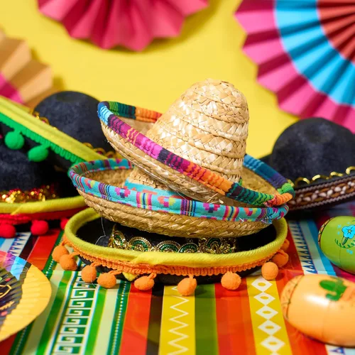 Vista 9 de JOYIN 6 diademas de tela y sombrero de paja del Cinco de Mayo, para disfraz de fiesta divertida, suministros de fiesta, accesorios de fotos