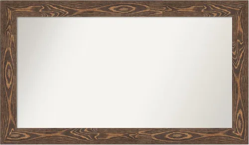 Vista 52 de Amanti Art Espejo de baño marrón para sobre fregadero, 26 x 26 pulgadas, espejo de tocador cuadrado marrón rústico Alexandria, marco de madera