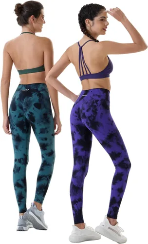 Vista 3 de AUROLA Leggings de entrenamiento para mujer, control de abdomen, a prueba de sentadillas, acanalados, gruesos, sin costuras, pantalones activos