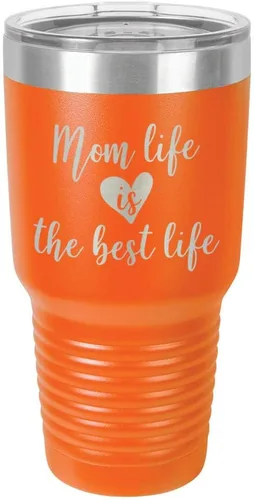 Vista 13 de Vaso grabado con texto en inglés "MOM LIFE IS THE BEST LIFE Engraved 30oz" grabado con láser en polvo de acero con revestimiento de polvo taza