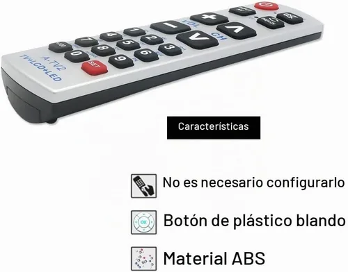 Vista 4 de LuckyStar - Control remoto universal con botón grande A-TV2, ajuste inicial para Lg, Vizio, Sharp, Zenith, Panasonic, Philips, RCA, pone la batería