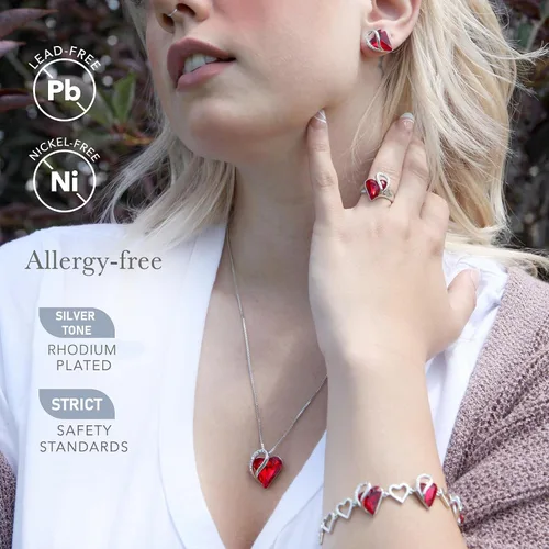 Vista 3 de Leafael Pulsera de eslabones de corazón infinito, piedra natal o piedra curativa para mujer, regalo de joyería de tono plateado para ella, cadena