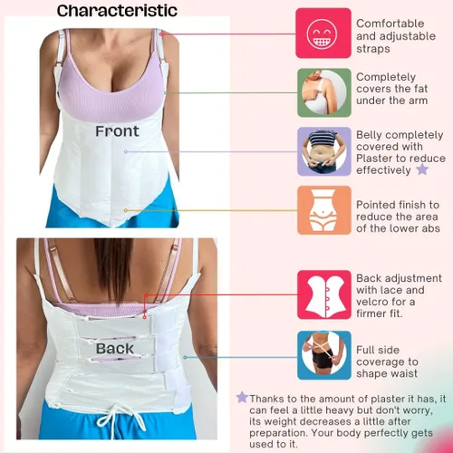 Vista 6 de Colp -Faja de Yeso que moldea abdomen y cintura Fajas Colombianas-entrenador de cintura tabla abdominal posparto Blanco
