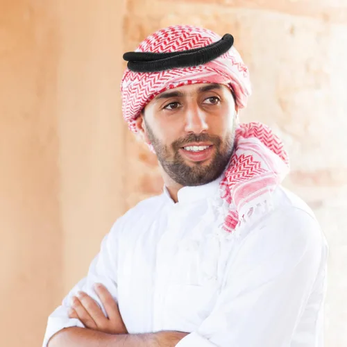 Vista 8 de SOIMISS 1 par de accesorios para hombre, diadema árabe shemagh para la cabeza de los hombres Keffiyeh turbante del desierto, pañuelo hiyab este