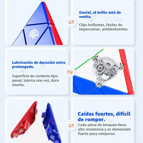 Vista 4 de Pirámide 36 imanes de velocidad cubo sin calcomanías, cubo magnético triangular de 3 x 3 (versión estándar)
