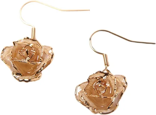 Vista 15 de Eternal Rose Pendientes colgantes de oro de 24 quilates con flor de rosa real para mujer Azul terciopelo