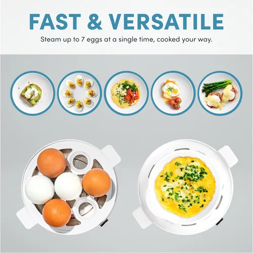 Vista 2 de AROMA® Cocedor de Huevos Overly Easy, Vaporera y Escalfador Eléctrico de Huevos Vaporera de Huevos de Capacidad XL para 7 Huevos