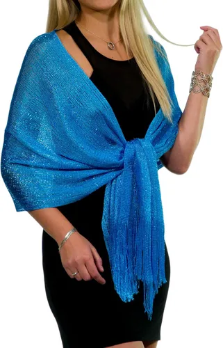 Vista 19 de ShineGlitz - Chales y mantones elegantes para mujer, para usar con ropa y vestidos de noche Negro 1