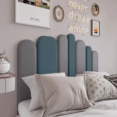 Vista 8 de Paneles de pared tapizados, almohadillas suaves para cojín de pared para dormitorio, decoración de pared, cabecera anticolisión, panel de protección