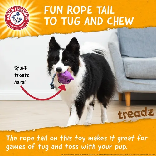 Vista 4 de Arm & Hammer para mascotas Super Treadz Juguete dental grande para masticar en forma de elefante para perros Juguetes dentales para perros