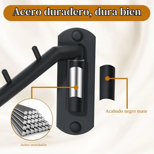 Vista 4 de Alise Estante de secado montado en la pared, percheros giratorios de acero inoxidable, ahorro de espacio, estante de secado de pared de ropa