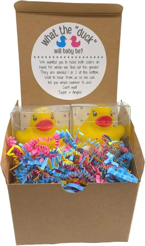 Vista 8 de Goma pato revelación de género Fizzes por correo Anuncio de embarazo Caja de regalo incluye mensaje personalizado para familiares y amigos