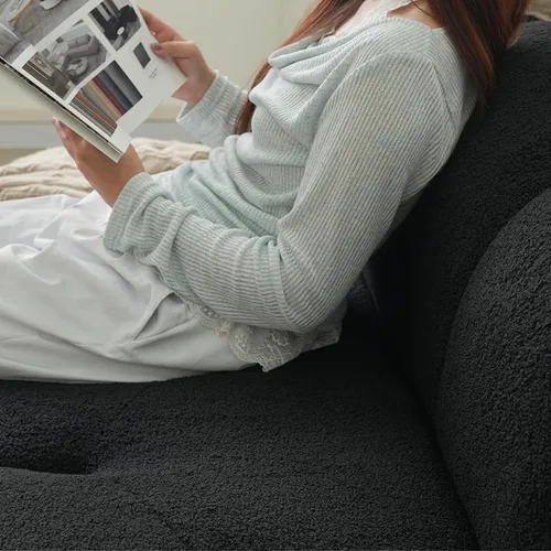 Vista 7 de WJShome Sofá moderno en forma de nube curva de 90 pulgadas para sala de estar, sofá de suelo perezoso, sofá Boucle LoveSeat de 3 plazas, acogedor