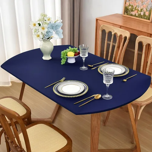 Vista 8 de Mantel redondo de elastano ajustable de 48 pulgadas, mantel plegable elástico de picnic, mantel elástico para mesa de patio, manteles lavables