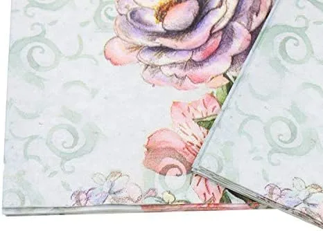 Vista 4 de WallyE Servilletas de papel de rosa y mariposa, tejido floral para fiesta de té, almuerzo, despedida de soltera, fiesta de té, boda o decoupage