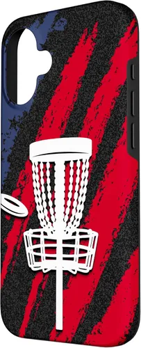 Vista 2 de iPhone 16 Disc golf american flag USA disc golfer dad Case
