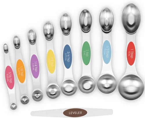 Vista 8 de Juego de Mini Cucharas Medidoras, Cucharas Medidoras de Acero Inoxidable de Alta Resistencia para Cocinar y Hornear, Cuchara de Mesa y Cuchara de Té
