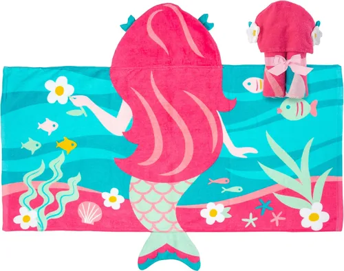 Vista 8 de Stephen Joseph, Toalla de playa con capucha para niños y niñas (3-8 años), toalla de baño tipo poncho con capucha, algodón suave y absorbente