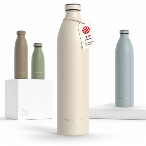 Vista 88 de LARS NYSØM Botella de agua aislada de acero inoxidable de 12 onzas, 17 onzas, 25 onzas, 34 onzas, 51 onzas, frasco térmico aislado para bebidas