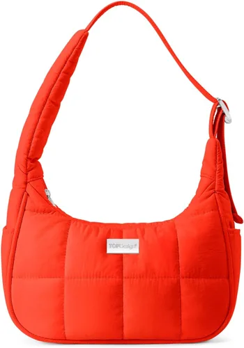 Vista 27 de TOPDesign Bolso de hombro acolchado para mujer, bolso de mano ultraligero con cremallera, correa ajustable