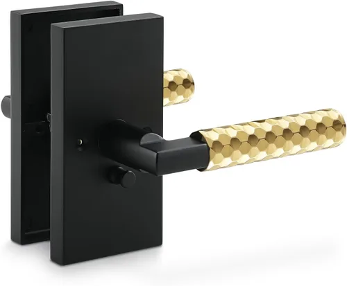Vista 10 de Linkaa 2 Pack丨 Black Gold Dummy Door Handle Lever Knob for Closet Indoor Interior Dummy Door Pull for French Doors丨Reversible Levers丨No-Turning No