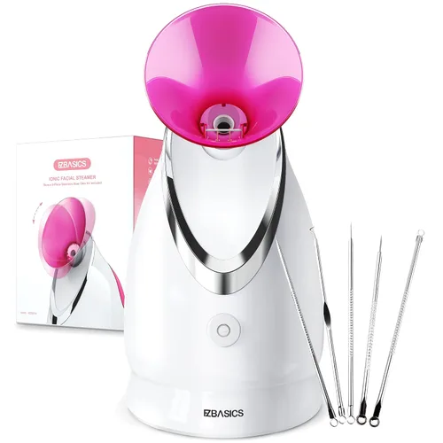 Vista 7 de EZBASICS Vaporizador facial iónico para el hogar, humidificador de niebla cálida atomizador para cara, sauna, spa, senos nasales, hidratación