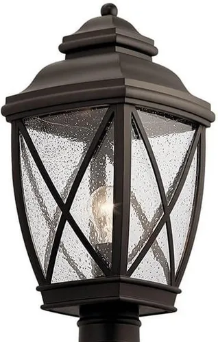Vista 2 de Kichler Tangier - Luz de poste para exteriores de 19.75 pulgadas con cristal transparente sembrado en bronce antiguo