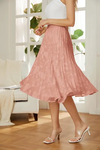 Vista 109 de GRACE KARIN - Falda plisada de gasa para mujer, con cintura alta y elástica, vuelo, corte acampanado y longitud por debajo de la rodilla