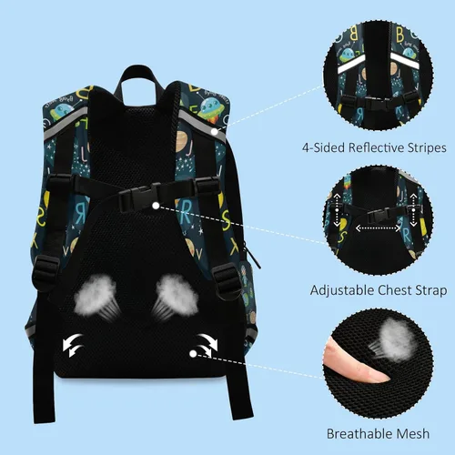 Vista 4 de Glaphy Mochila personalizada para niños, mochila infantil para guardería, mochila preescolar con nombre personalizado para niños y niñas, 8 planetas
