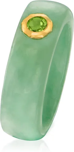 Vista 3 de Ross-Simons Anillo de jade y peridoto de 0.30 quilates con oro amarillo de 14 quilates