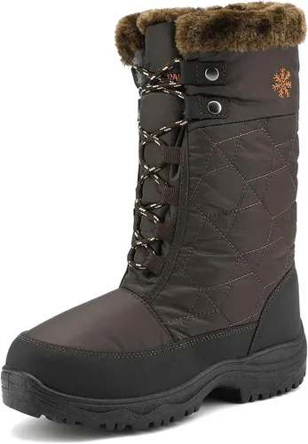 Vista 9 de DREAM PAIRS Botas de nieve de invierno para mujer, de media caña y con forro de piel sintética Marrón