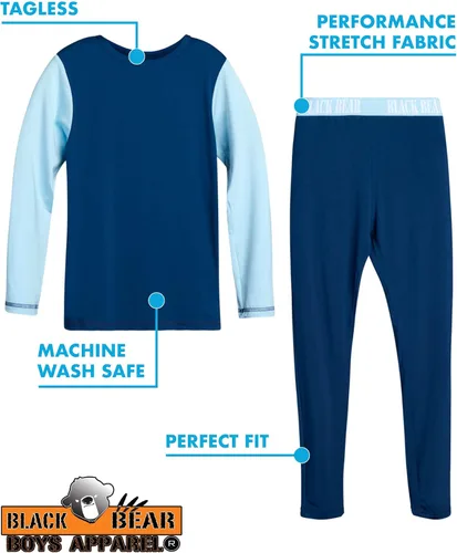 Vista 2 de Conjunto de ropa interior térmica para niños, 2 piezas, camiseta de manga larga y pantalones largos