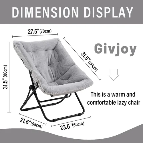 Vista 3 de Cómoda silla plegada, silla plegable de gran tamaño de piel sintética suave, silla flexible para adultos y niños, silla lunar con marco de metal