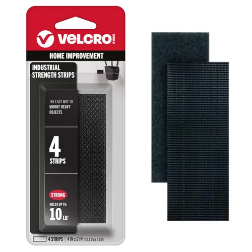 Vista 9 de Velcro Brand Cuadrados de Servicio Pesado con Adhesivo 4 Juegos, Negro Sujetadores de Gancho y Bucle de Fuerza Industrial Soporta 10 Libras