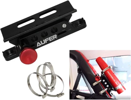 Vista 3 de Soporte de montaje ajustable para extintor de incendios compatible con Jeep Wrangler Gladiator Ford Bronco UTV Polaris RZR Can Am ATV Soporte