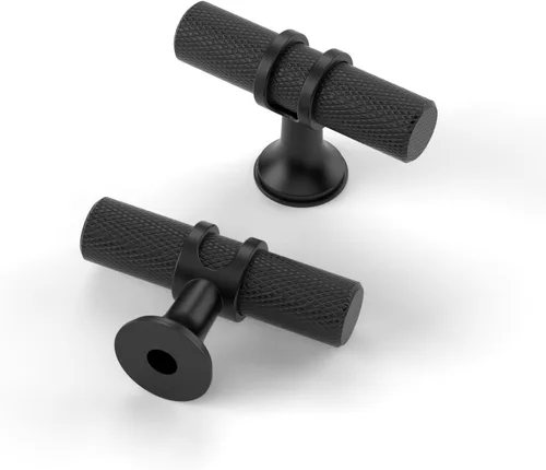 Vista 44 de Asidrama - Paquete de 10 manijas para gabinete de cocina de 3 pulgadas (76mm) de color negro mate y bronce champán, tiradores para gabinete