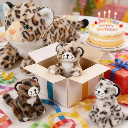Vista 2 de MaoGoLan - 4 piezas de animales de peluche de leopardo con bebés, guepardo a granel Multicolorido