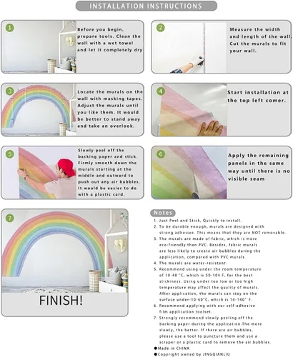 Vista 6 de Calcomanías de pared de acuarela de gran tamaño para despegar y pegar, autoadhesivas, precortadas, coloridas calcomanías de arte de pared