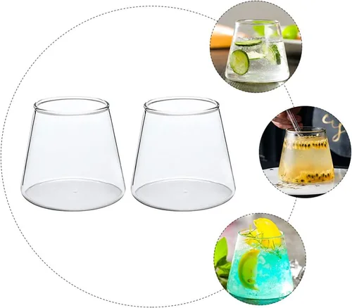 Vista 6 de Happyyami Mount Glass - Taza de cerveza creativa de cristal, 2 unidades, taza de vidrio de 10.1 fl oz, taza de café helado para jugo, latte