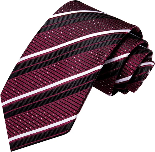 Vista 219 de Hi-Tie Corbatas de seda para hombre, diseño de cachemira a rayas, con bolsillo, gemelos cuadrados, conjunto formal de negocios