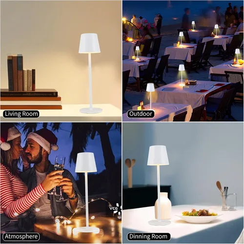 Vista 6 de BGFHome Paquete de 2 Lámpara de Mesa Inalámbrica Lámpara LED de Escritorio, 5000mAh Luz Nocturna Táctil Recargable Inalámbrica Diseño Minimalista