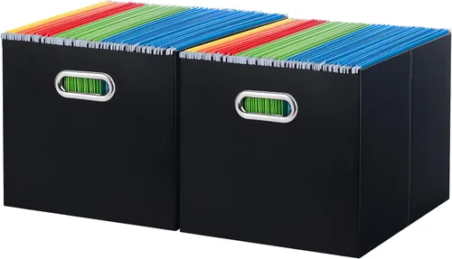 Vista 10 de Oterri Caja Organizadora de Archivos de Cartón para Carpetas Colgantes Tamaño Carta, Caja de Archivos para Escritorio de Computadora, Archivador