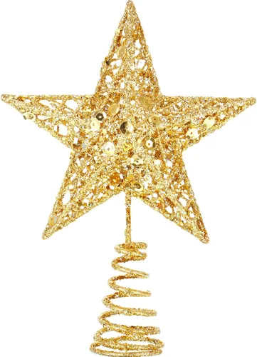Vista 11 de Blulu Estrella de Navidad para Árbol de 6 Pulgadas, Estrella 3D de Metal con Purpurina, Decoración Hueca Pequeña para Fiestas de Navidad, Decoración