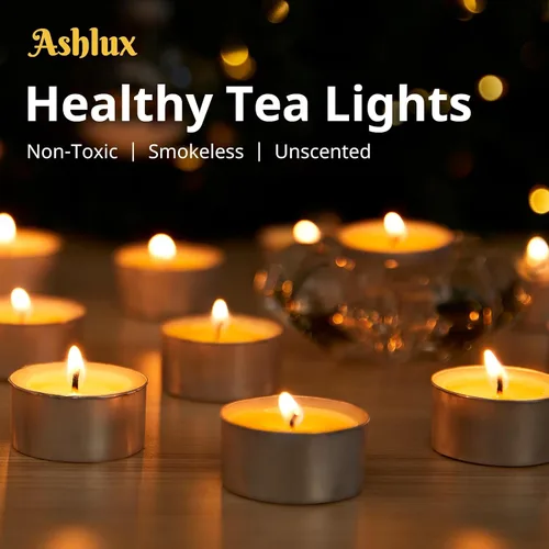 Vista 3 de Ashlux Velas de té sin perfume con forma de palma, paquete de 25 unidades a granel, 4.5 horas de combustión, velas de té blancas de larga duración