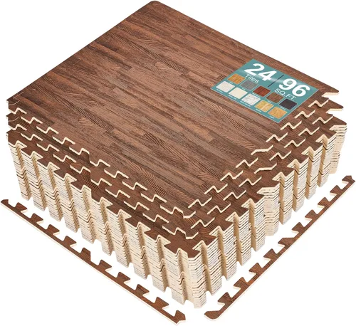 Vista 31 de Sorbus Losetas de suelo de madera veteada, esteras de espuma EVA entrelazadas, losetas de 3/8" de grosor para suelos de madera, esteras de ejercicio