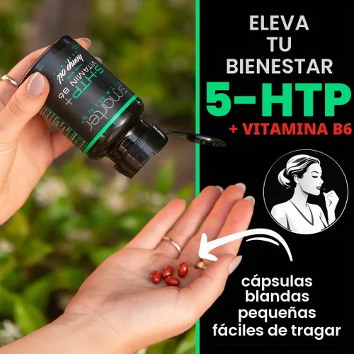 Vista 3 de 5-HTP 200mg con vitamina B6 y aceite de semilla de cáñamo, liberación