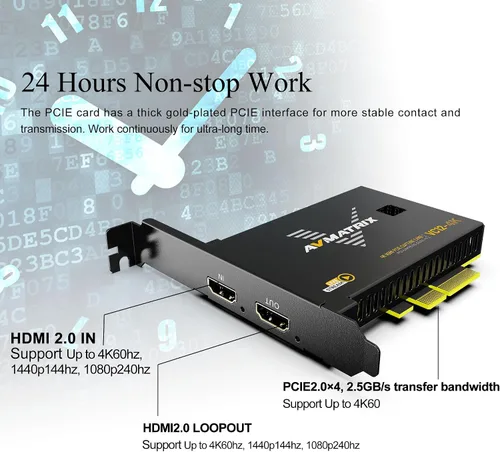 Vista 3 de AVMATRIX Tarjeta de captura PCIE VC12-4K 4k para transmisión en vivo de juegos y grabación en 4K60 UHD con latencia ultra baja en PS5 PS4/Pro Xbox