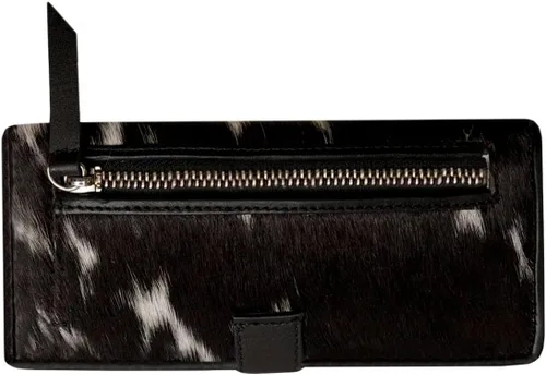 Vista 4 de NGF Cartera de cuero de vaca con cremallera para mujer, bolso de mano de cuero real en cartera, bolso organizador de bolso para mujer